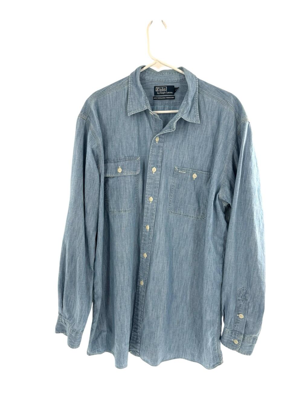 Polo Ralph Lauren Shirt Mens XL Chambray New Dungaree Workshirt Button Front